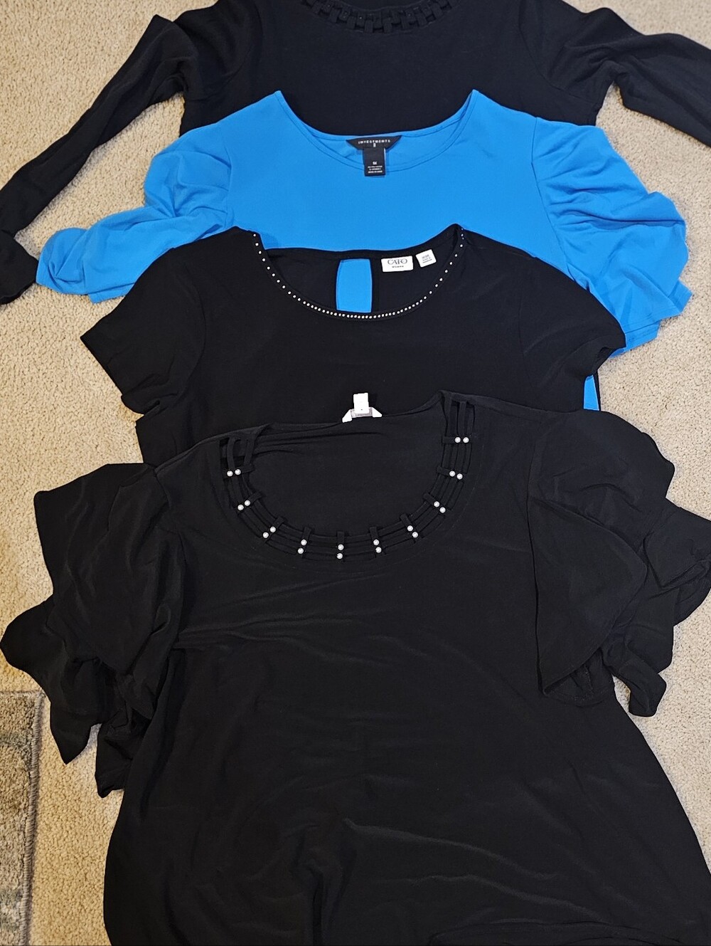 Lot Of 4 Black & Turquoise Dress Tops – XL, 1x.